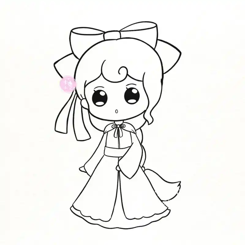 古风汉服星座公主画 超萌简笔画线稿图 巨蟹座 狮子座 天蝎座 双鱼座