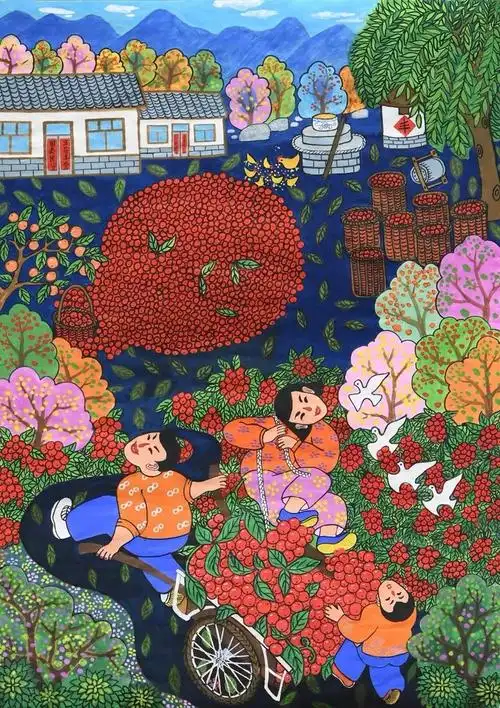 作品欣赏二▎画说丰收潍坊市首届农民画展
