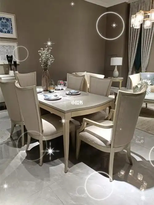 美式轻奢餐厅组合长方形餐桌椅