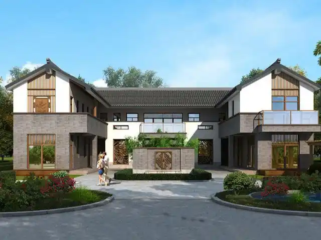 农村生活经典舒适还是四合院,5款两层新中式合院别墅,值得收藏