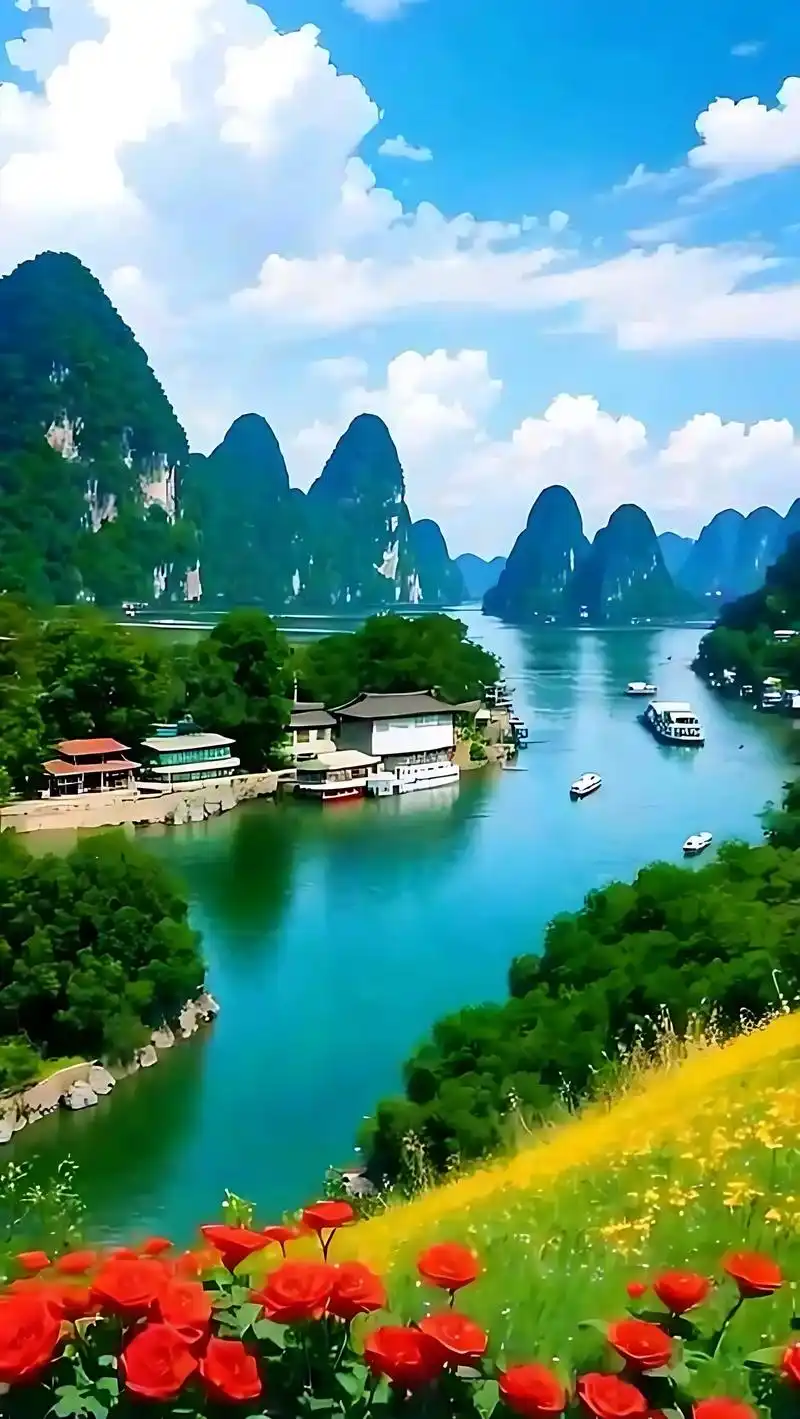 桂林美景.#抖音图文扶持计划,如果你是一个旅行者,对山水美景 - 抖音
