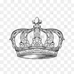 王冠头饰黑白素描