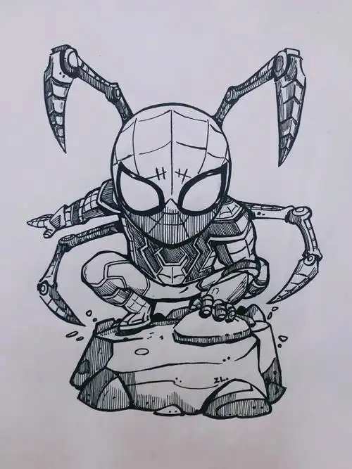 手绘钢铁小蜘蛛附上步骤图