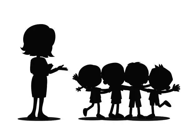 儿童六一儿童节人物剪影儿童剪影挥手剪影素材