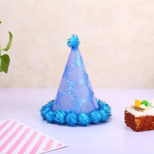 儿童派对生日帽手工制作毛球帽装饰道具三角圣诞老人帽子厂家批发