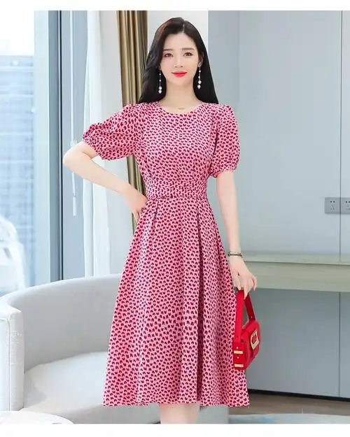 实拍女装新款法式高级感vintage初恋裙温柔系碎花连衣裙子女夏季 - 17