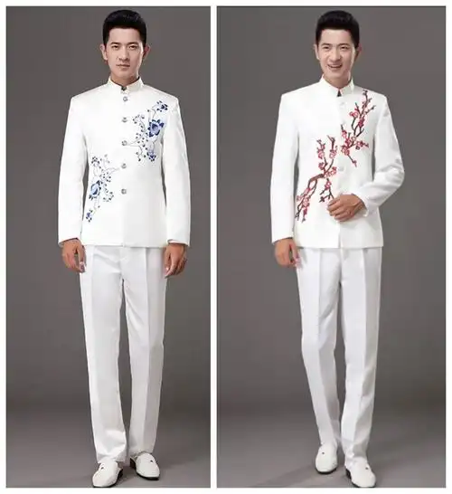 成人男二胡表演服装青花瓷大合唱演出服中小学生老年民乐团演奏服