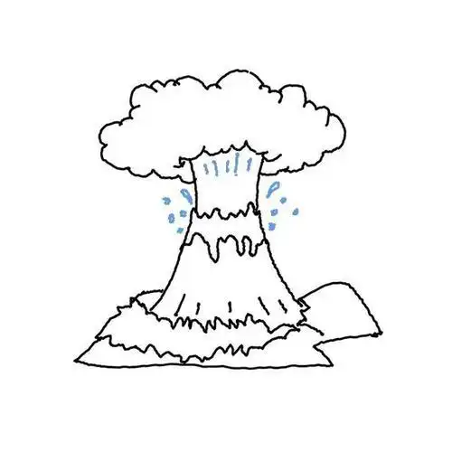 着火的山的简笔画