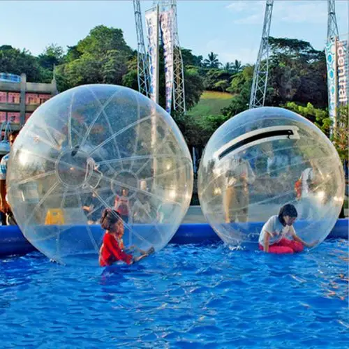 可定制pvc充气彩色透明水上步行球水上滚筒球水上乐园游乐设施
