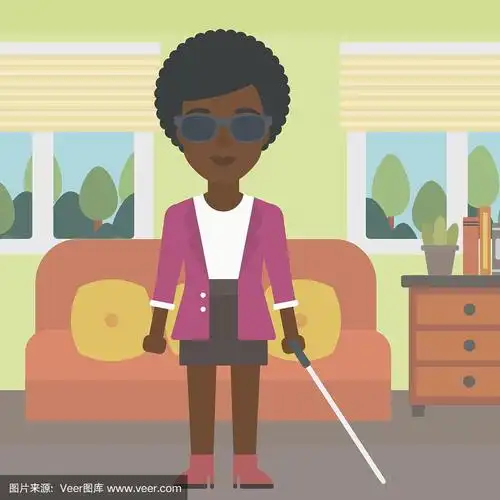 拿着棍子的盲人女人