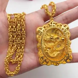 龙牌黄金吊坠男款实心镂空设计精品工艺足金父亲男士情人节礼物