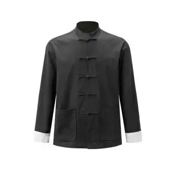 蒂豪普斯唐装男青年外套中式复古男士夹克中山装汉服中国风男装黑色m