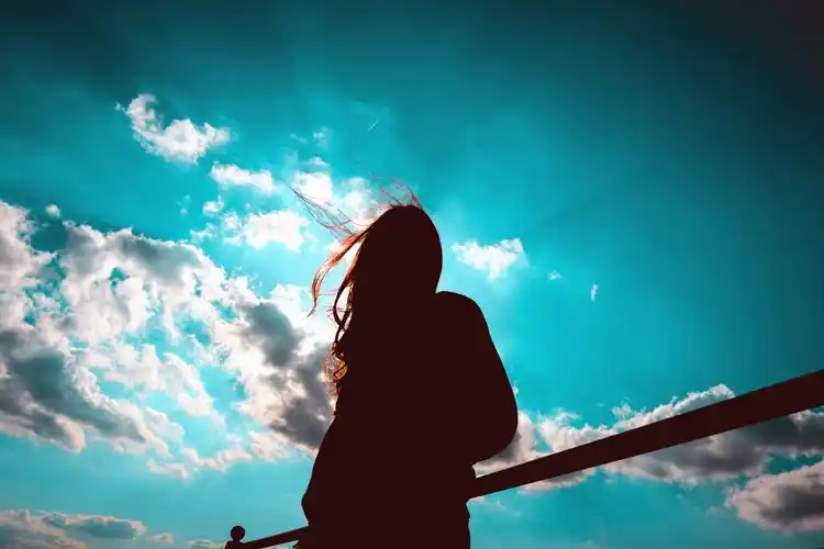 天空, 空气, 光, 太阳, 剪影, 栅栏, 女孩