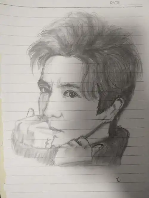 自学素描第八天,薛之谦,画崩了.