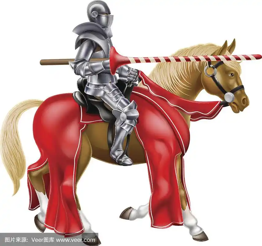 中世纪骑在马上的长矛骑士