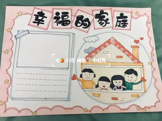今日份亲亲热热一家人家庭团圆全家福手抄报手抄报全家福简笔画