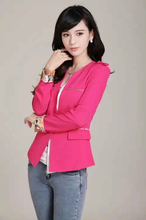 春季新款女装外套韩版百搭撞色小西服女式修身长袖品牌小西装