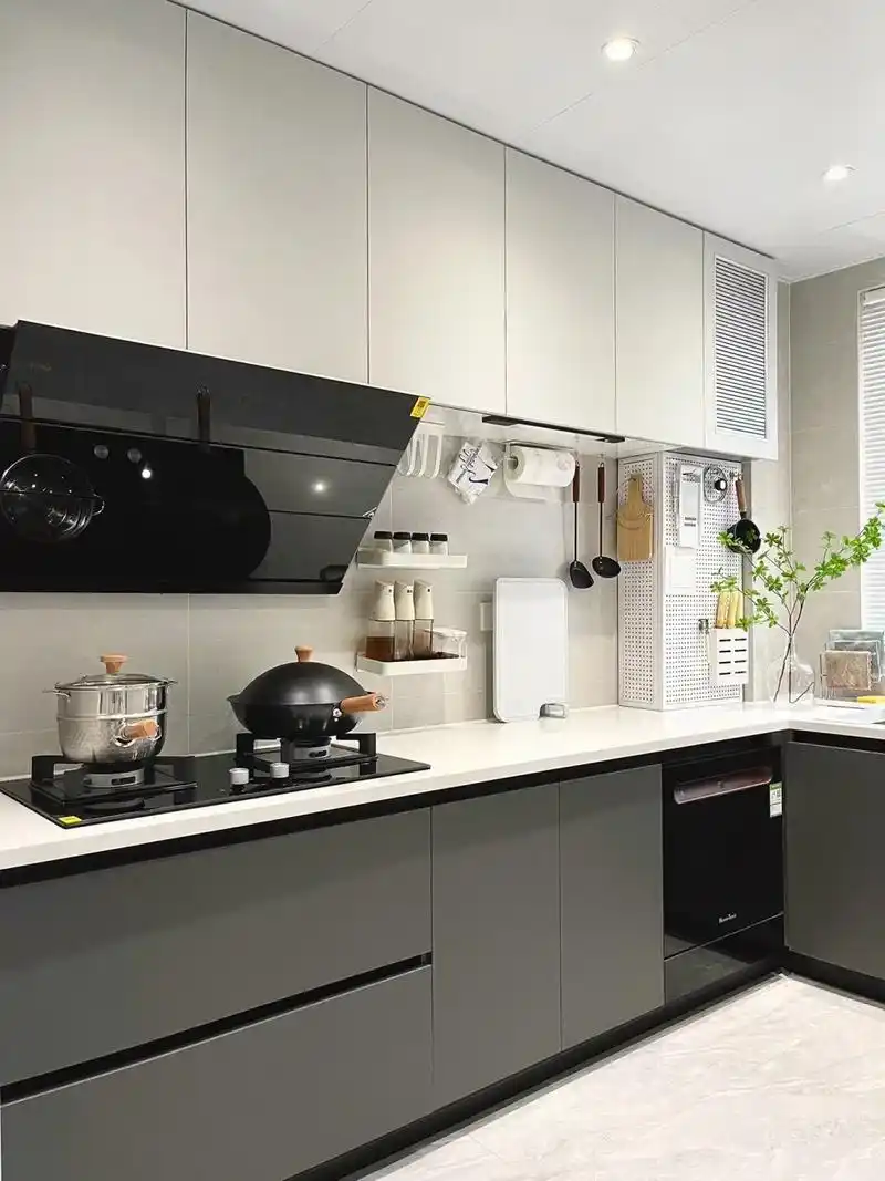 现代风格l型厨房,麻雀虽小 五脏俱全,下厨的冲动又增加了不少 - 抖音
