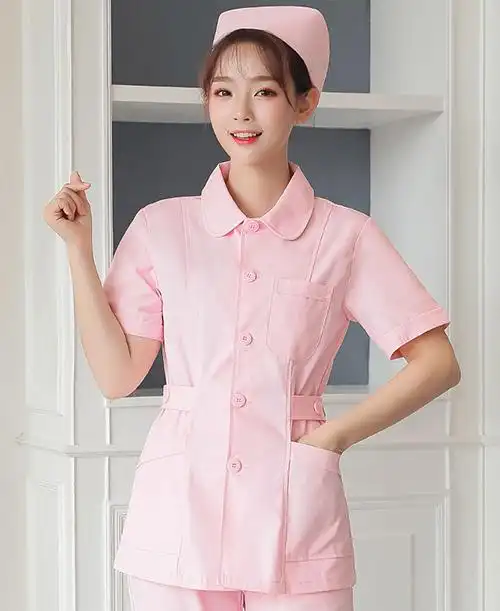娃娃领护士服短袖套装定制定做款式图片_价格_厂家-成都富生亚服饰