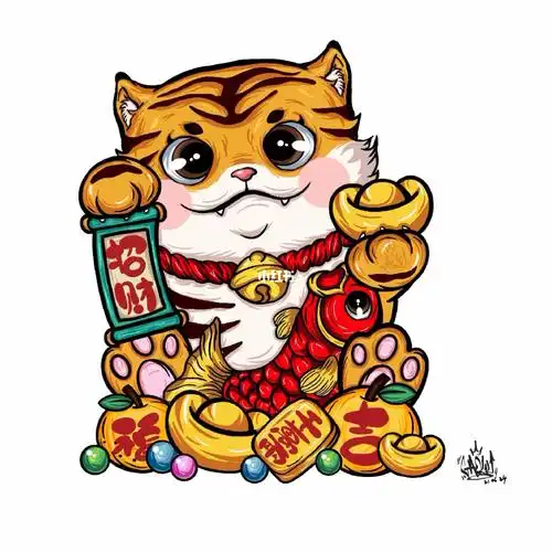招财小老虎原创插画