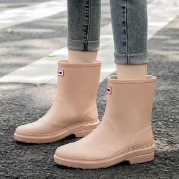 回力(warrior)回力雨鞋女时尚女士中筒雨靴水鞋胶鞋水靴 8023卡其 38