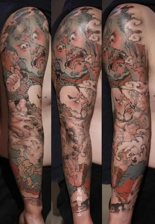 大闹五台山纹身图片_手臂新传统水墨人物水浒鲁智深纹身图案