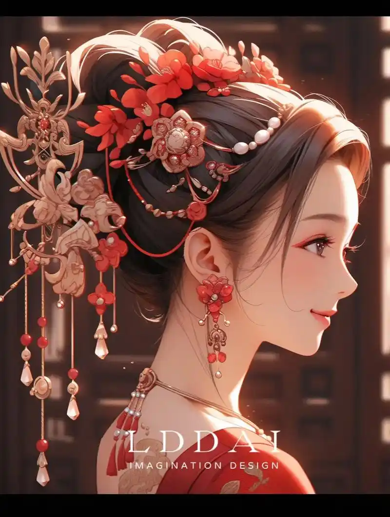 红色嫁衣.#ai绘画 #美图分享 #漫画女孩 - 抖音