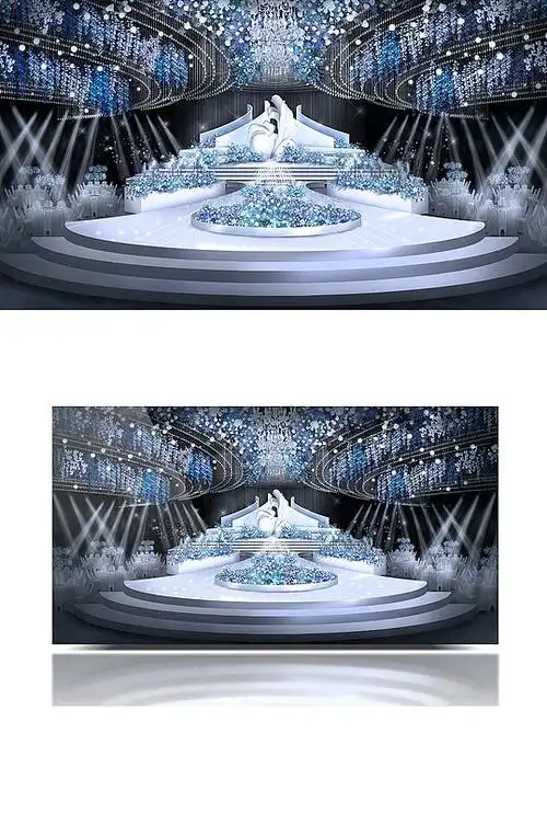蓝色水晶婚礼效果图舞台大气梦幻浪漫