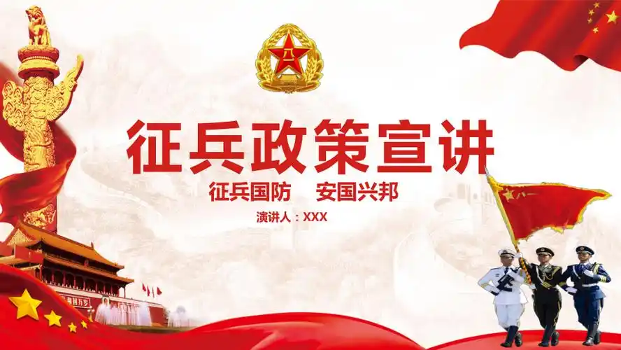 征兵国防安国兴邦征兵政策宣讲征兵计划动态ppt模板