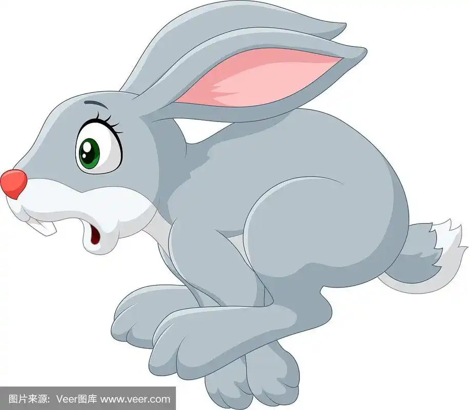 卡通恐慌兔子孤立奔跑