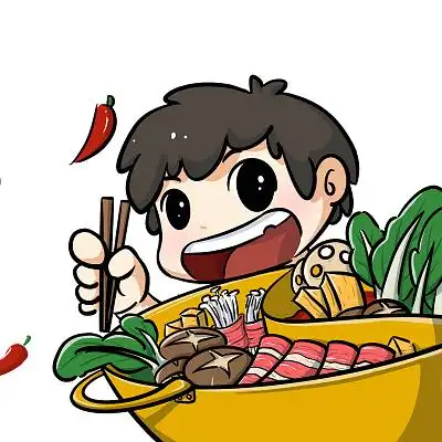 彩色手绘卡通国潮人物吃火锅美食元素png素材