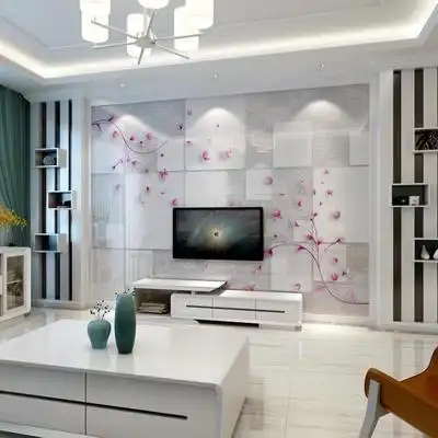 玄关瓷砖背景墙现代简约客厅电视背景墙瓷砖微晶石影视墙装饰疏影-mc