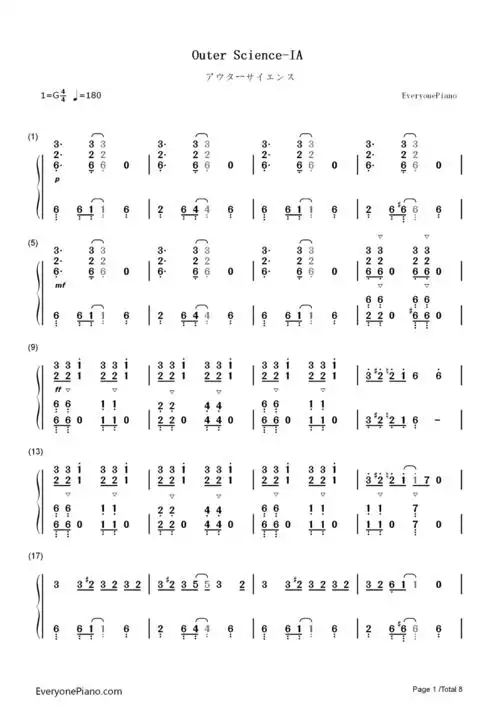 アウターサイエンス-ia双手简谱预览1