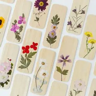 中国风古典复古风文艺干花书签创意礼物真花小清新木质书签礼品