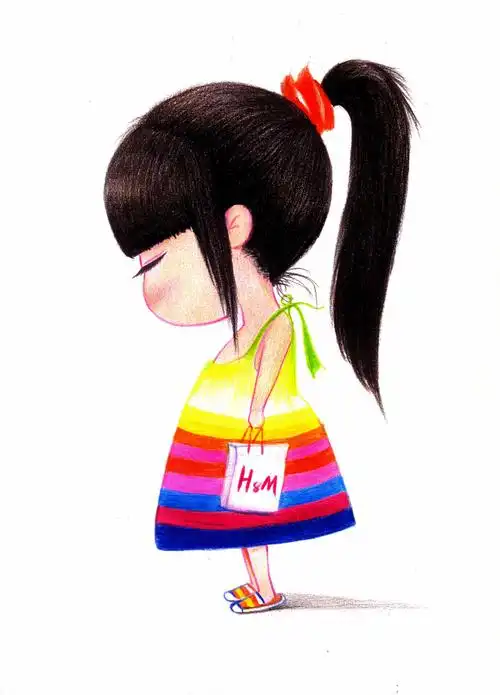 我最近画的一些彩铅q版人物插画  萌girl系列 希望大家喜欢