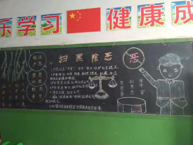 哑柏新区九年制学校"扫黑除恶"黑板报评比展示活动