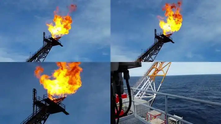 油田喷火油井喷火开采石油天然气视频素材