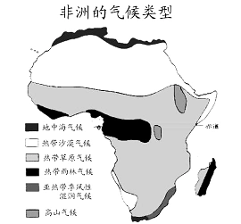 如图是非洲的气候类型图,请把序号填在图中相应的位置a热带雨林气候b