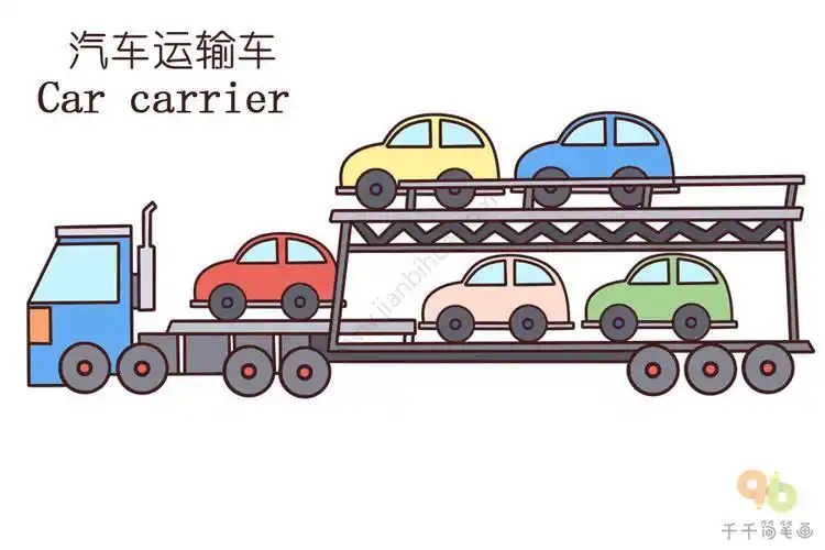 运输车卡通简笔画 简笔画图片大全-普车都