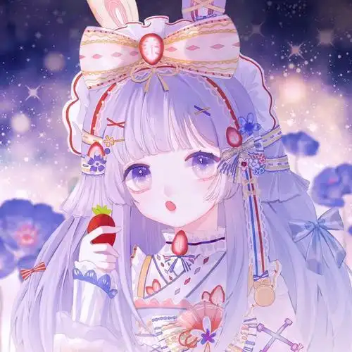 紫色头发的二次元少女头像 - 唯美情侣头像!