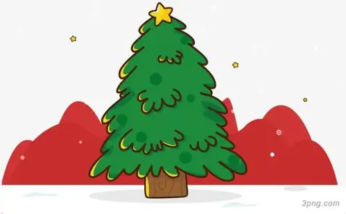 绿色圣诞树卡通圣诞树png素材透明免抠图片-动植人物