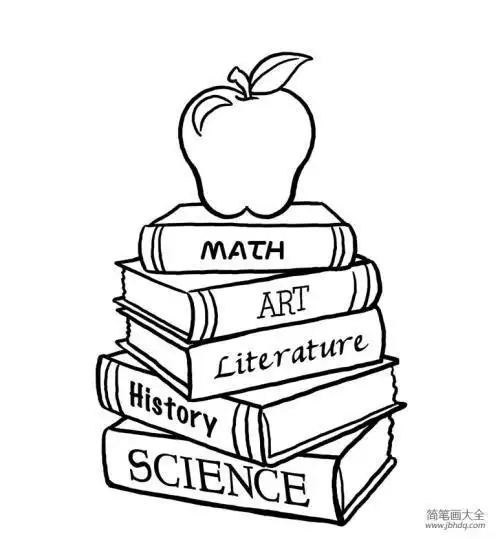 一排书立着简笔画