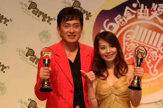 图文:孙淑媚王识贤双双获奖后台开心合影