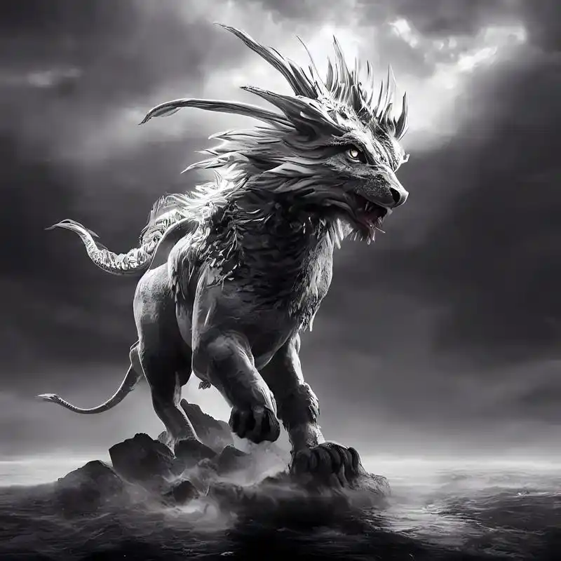 【ai作画】上古神兽之四大麒麟——风麒麟 风麒麟周身灰青色,关于风