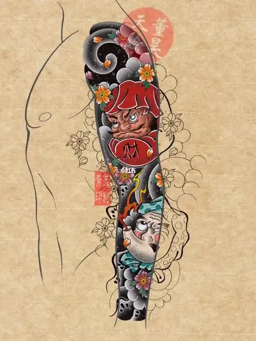 河南纹身#原创纹身手稿#郑州纹身#焦作纹身#日式老传统纹身#达摩蛋