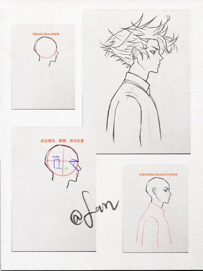 别怕!侧脸帅哥绘画教程! 78一起画起来呀 - 抖音