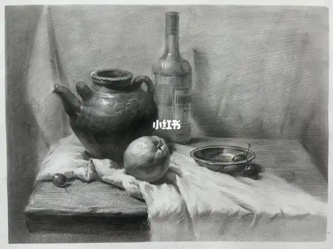 日常分享静物素描作画步骤教程