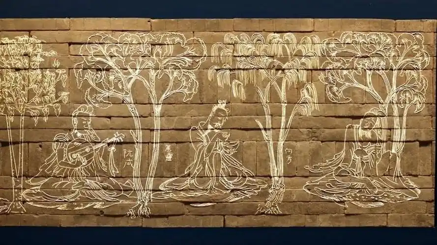 金陵瑰宝 | 南朝竹林七贤与荣启期砖画