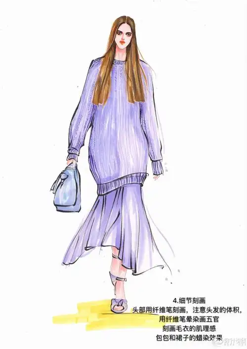 细针织毛衣画法-服装画/服装设计手稿 - 穿针引线服装论坛