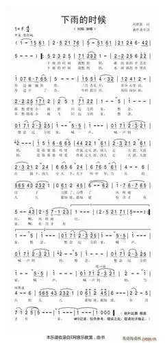 下雨的时候-刘阳 歌谱简谱网